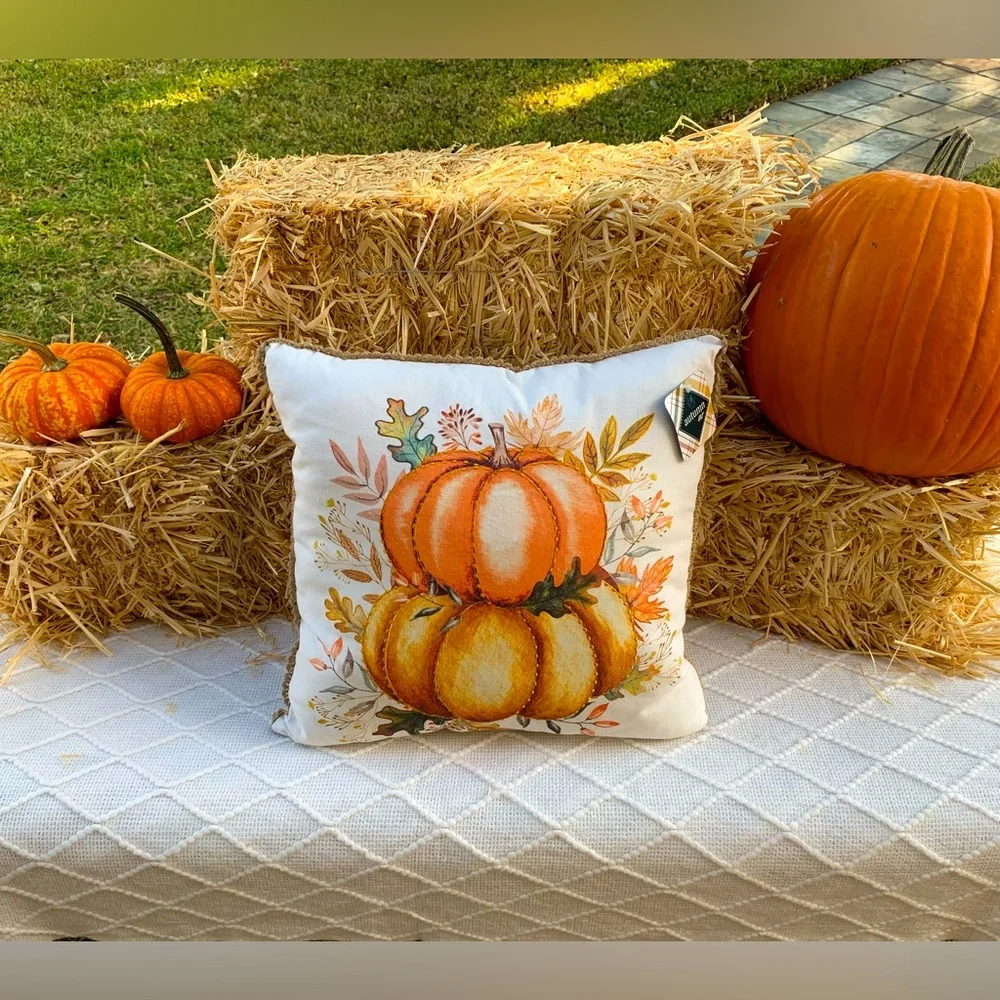 Fall Decor Pillow Pumpkins Harvest Thanksgiving Fall- NWT